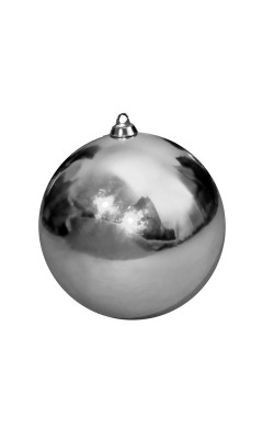 Новогодний шар серебро глянцевый, диаметр от 80 до 300 мм